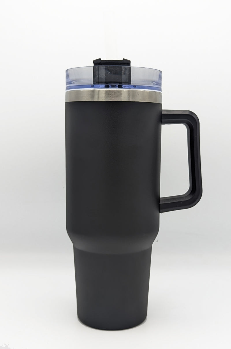 NYTAQ™ Stainless Steel Black Travel Mug Tumbler with Straw