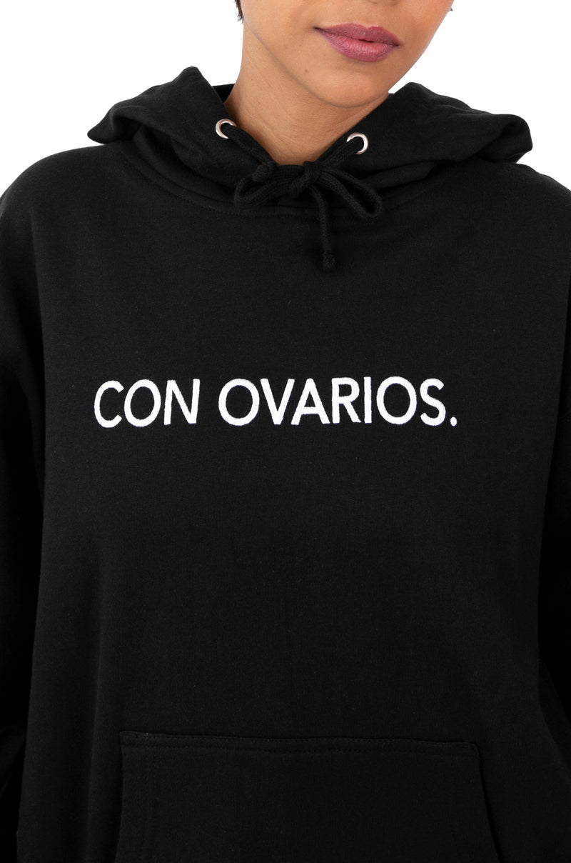 Con Ovarios.™ Embroidered Hoodie Black (Bundle It and Save)