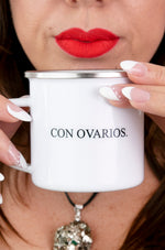Con Ovarios.™ Enamel Mug (Bundle It and Save)