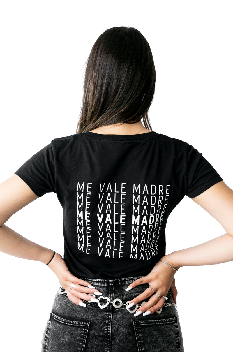 Me Vale Madre V-Neck in Black
